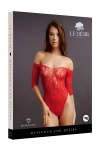 Body fendu rouge résille et strass - Le Désir Body fendu rouge résille et strass - Le Désir