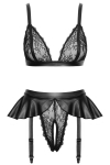 Soutien-gorge et slip fendu � jarretelles noir - Cottelli LINGERIE